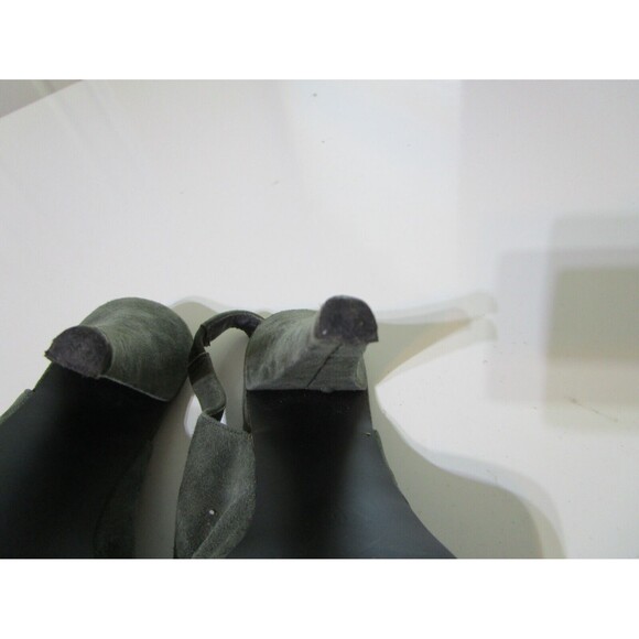 Two Lips Womens Pumps Size 6 Green Silver Velour Peek A Boo Toe Heels - Picture 8 of 9